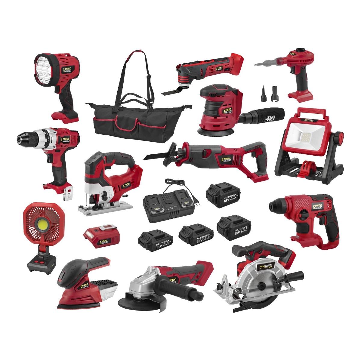 Megapakke med 20 deler fra Meec Tools Multiseries 18 V-serien